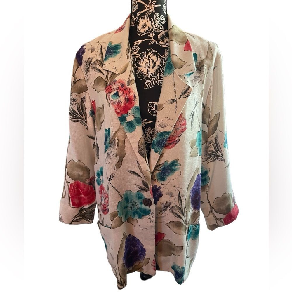 Vintage Joanna Floral Blazer size Large Made in USA